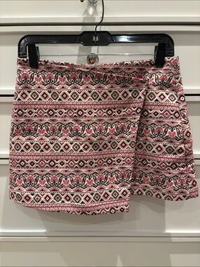 Silvia Tcherassi Pink and Black Patterned Mini Skort